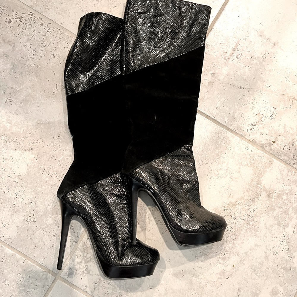COLIN STUART leather platform stiletto boots - 7.5